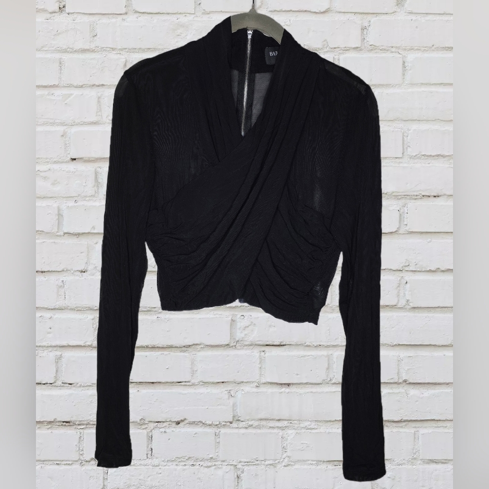 Bardot Aliyah Black Draped Cropped Wrap Top 2️⃣ - Picture 5 of 9
